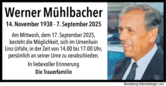 Traueranzeige von Werner Mühlbacher von OÖNachrichten