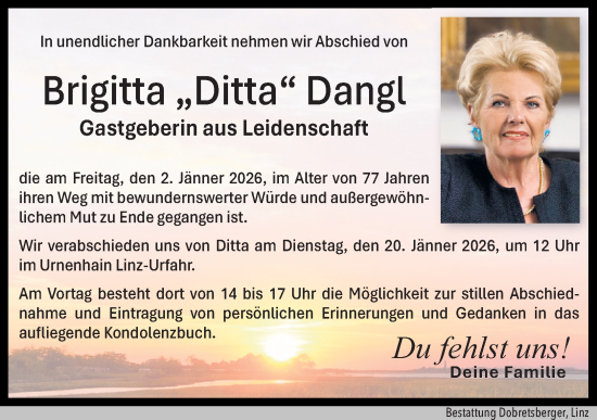 Traueranzeige von Brigitta Dangl von OÖNachrichten