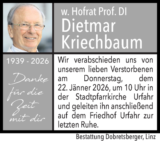 Traueranzeige von Dietmar Kriechbaum von OÖNachrichten