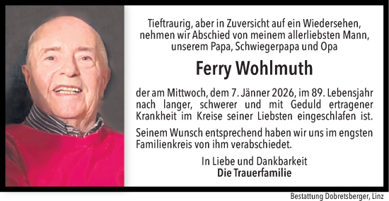 Traueranzeige von Ferry Wohlmuth von OÖNachrichten