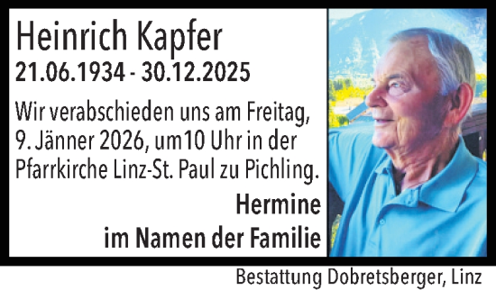 Traueranzeige von Heinrich Kapfer von OÖNachrichten