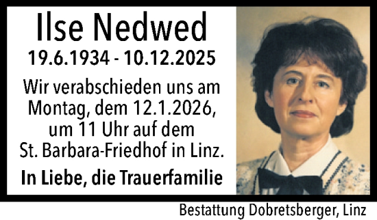 Traueranzeige von Ilse Nedwed von OÖNachrichten