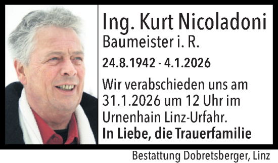 Traueranzeige von Kurt Nicoladoni von OÖNachrichten
