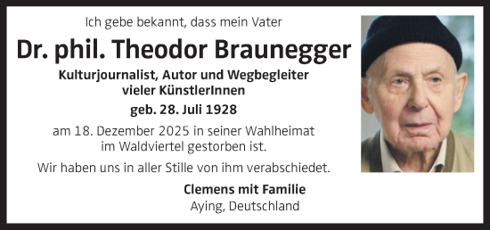 Traueranzeige von Theodor Braunegger von OÖNachrichten