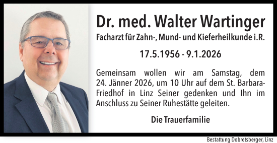 Traueranzeige von Walter Wartinger von OÖNachrichten
