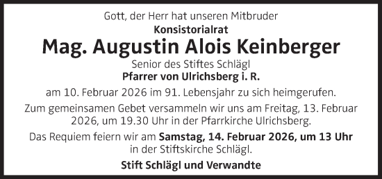 Traueranzeige von Augustin Alois Keinberger von OÖNachrichten