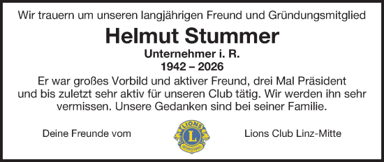 Traueranzeige von Helmut Stummer von OÖNachrichten