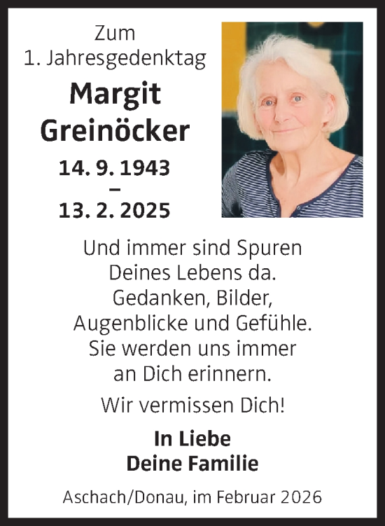 Traueranzeige von Margit Greinöcker von OÖNachrichten