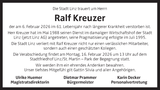 Traueranzeige von Ralf Kreuzer von OÖNachrichten