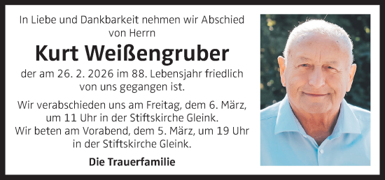 Traueranzeige von Kurt Weißengruber von OÖNachrichten